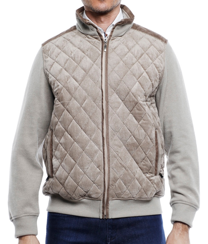Beige Quilted Knit Jacket