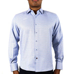 Light Blue with Red & Navy Dotted Check
