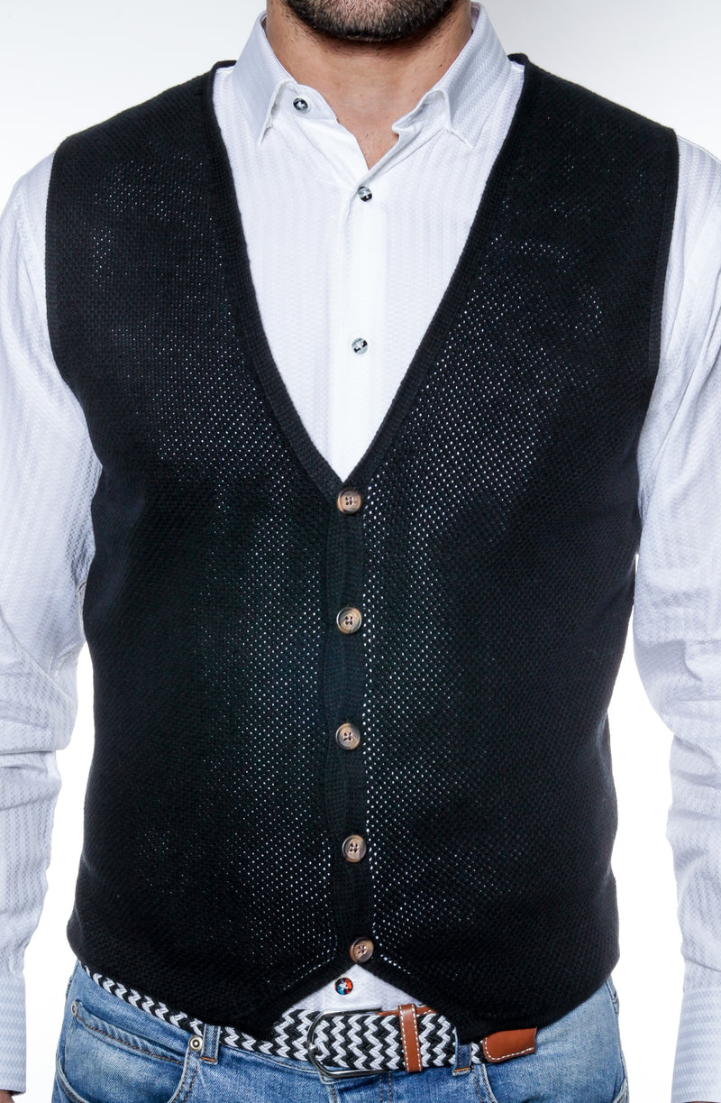 Black Knit Cotton Vest