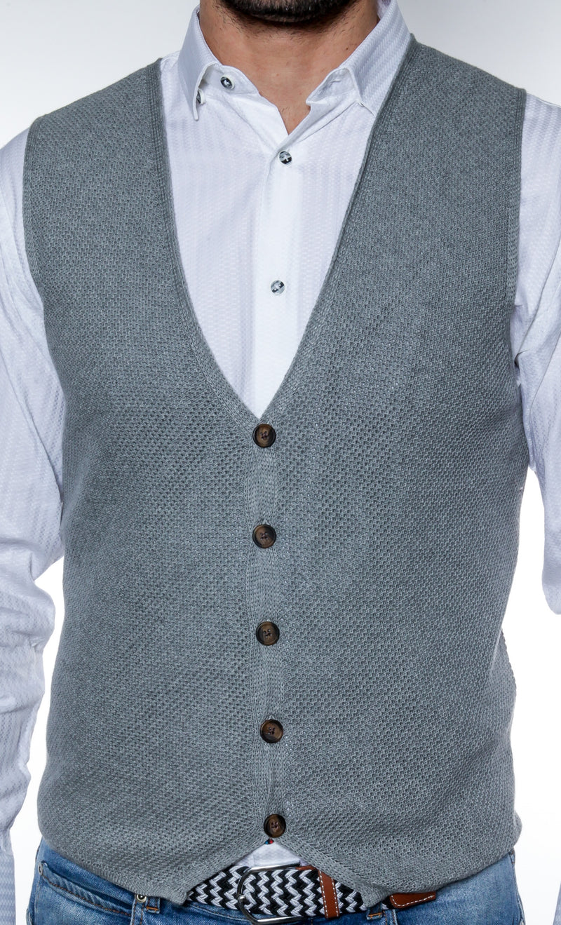 Grey Knit Cotton Vest