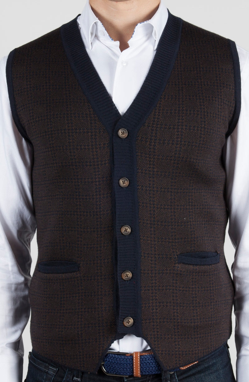 Brown & Navy Sweater Vest