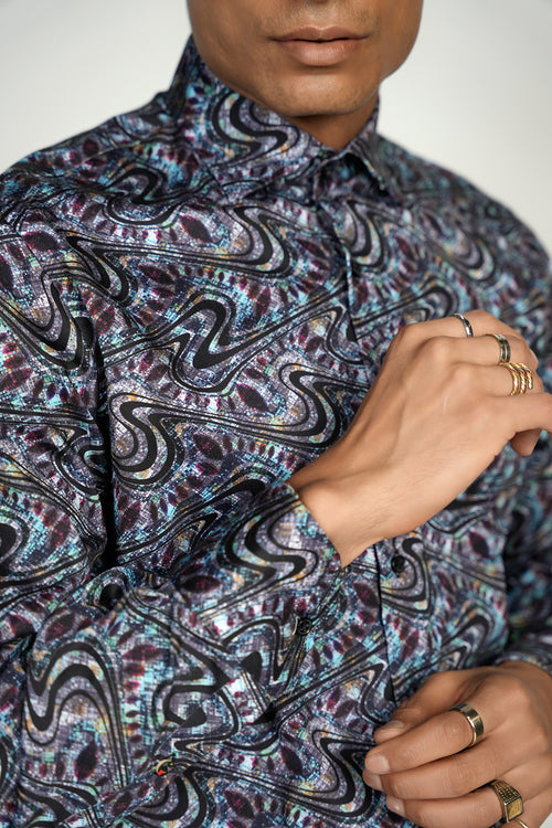 FW22 Colorful Black Swirl Shirt Signature Collection