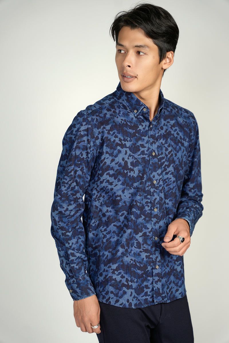 FW22 LEO Blue Camo King Cotton Shirt