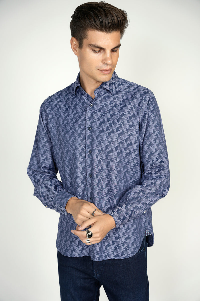 FW22 Navy Puzzle Piece Shirt Signature Collection
