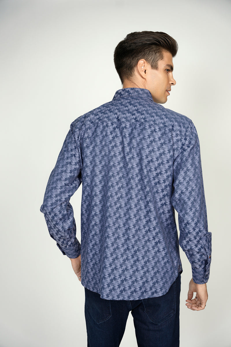 FW22 Navy Puzzle Piece Shirt Signature Collection