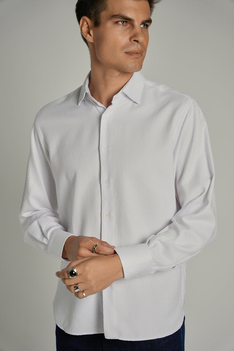 FW22 White Jacquard Shape Shirt Signature Collection