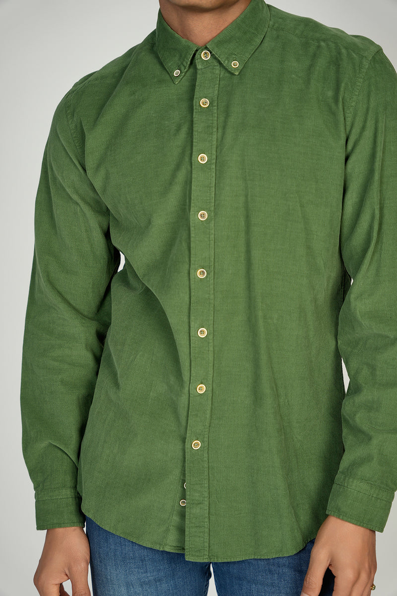 LEO Green Corduroy King Cotton Shirt