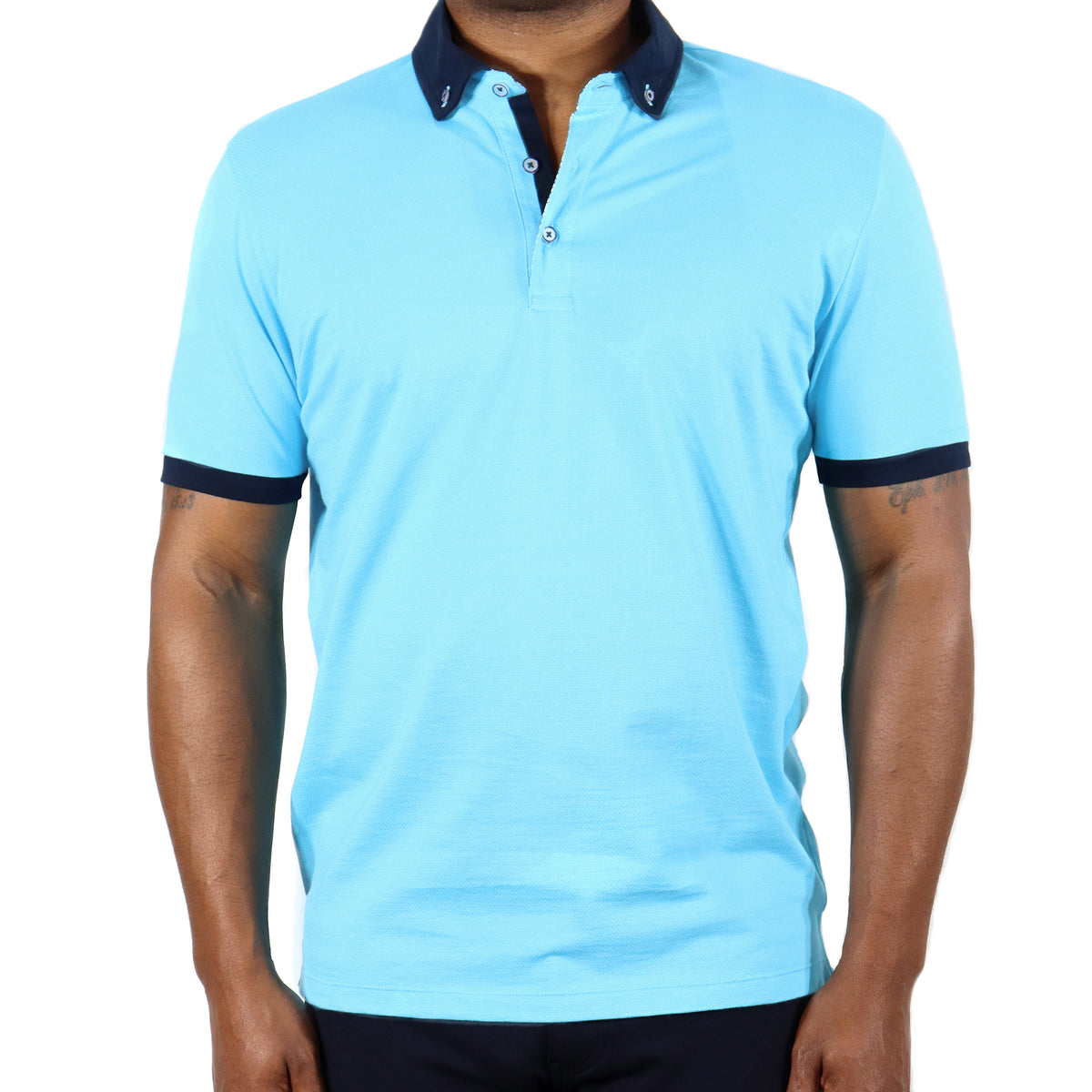Aqua with Navy Collar
