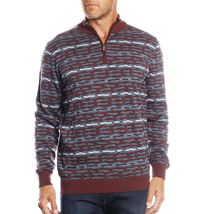 Burgundy, Grey and Light Blue, 3/4 Zip