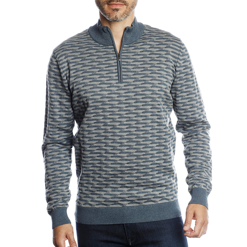 Green and Grey with Geometric Shapes, 3/4 Zip