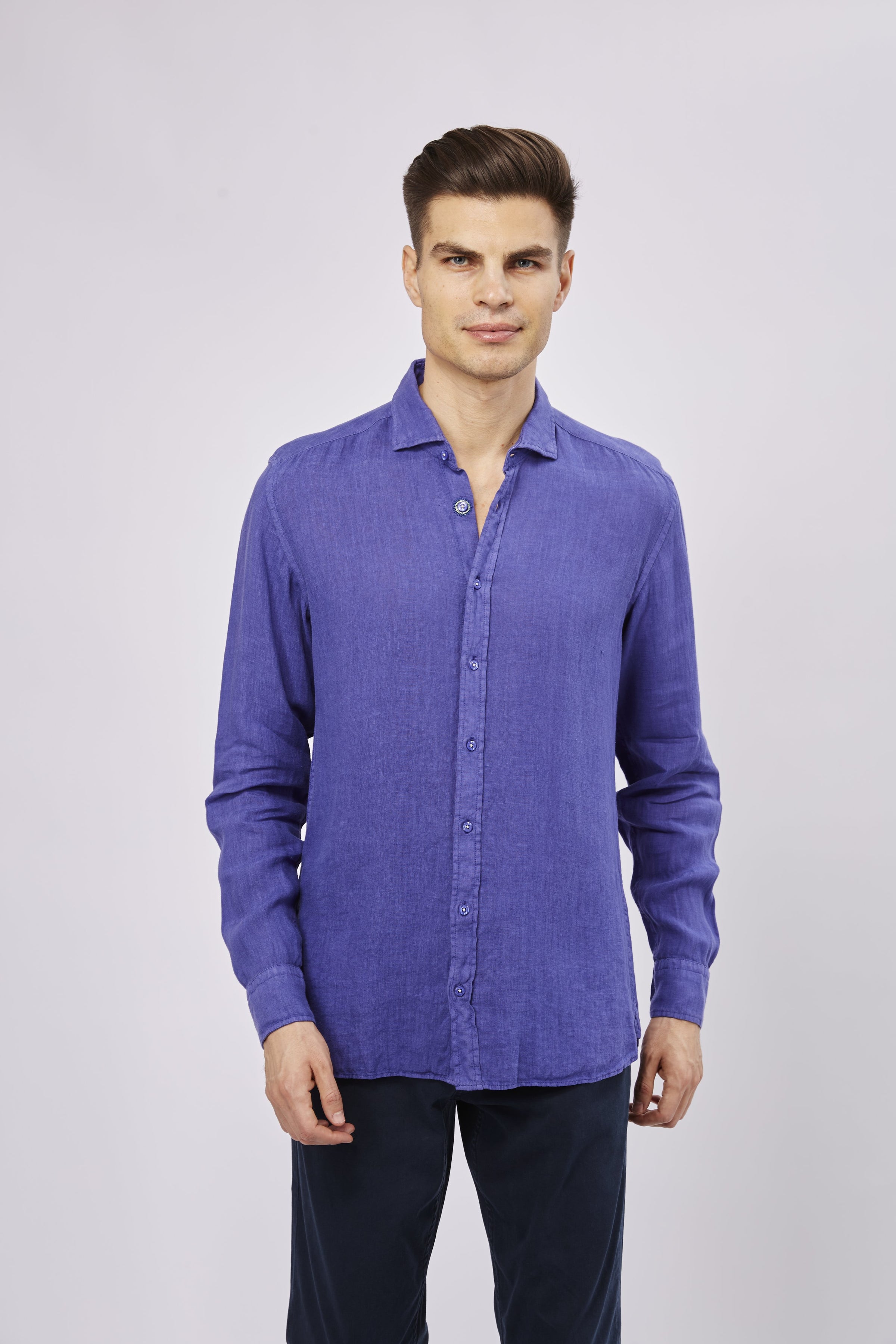 Purple sales linen shirt