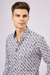 SS23 Leo Navy and Green Feathers Shirt