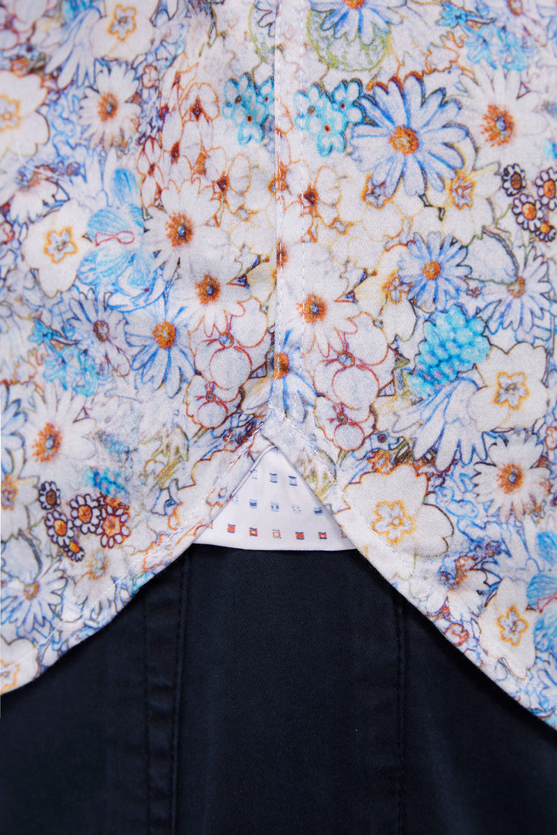 Pale Blue and Yellow Hand Drawn Florals