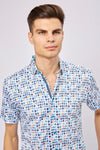 SS23 Navy Circles and Orange Floral Shirt