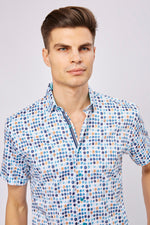 SS23 Navy Circles and Orange Floral Shirt