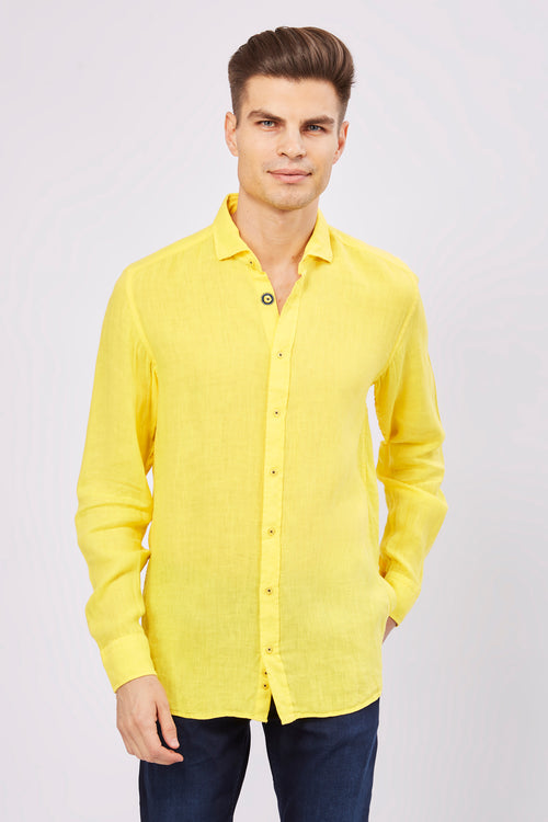 Leo Highlighter Yellow Linen Shirt