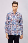 SS23 Multi Navy and White with Black Hexagon Shirt