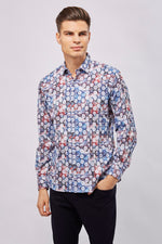 Multi Navy and White with Black Hexagon Shirt