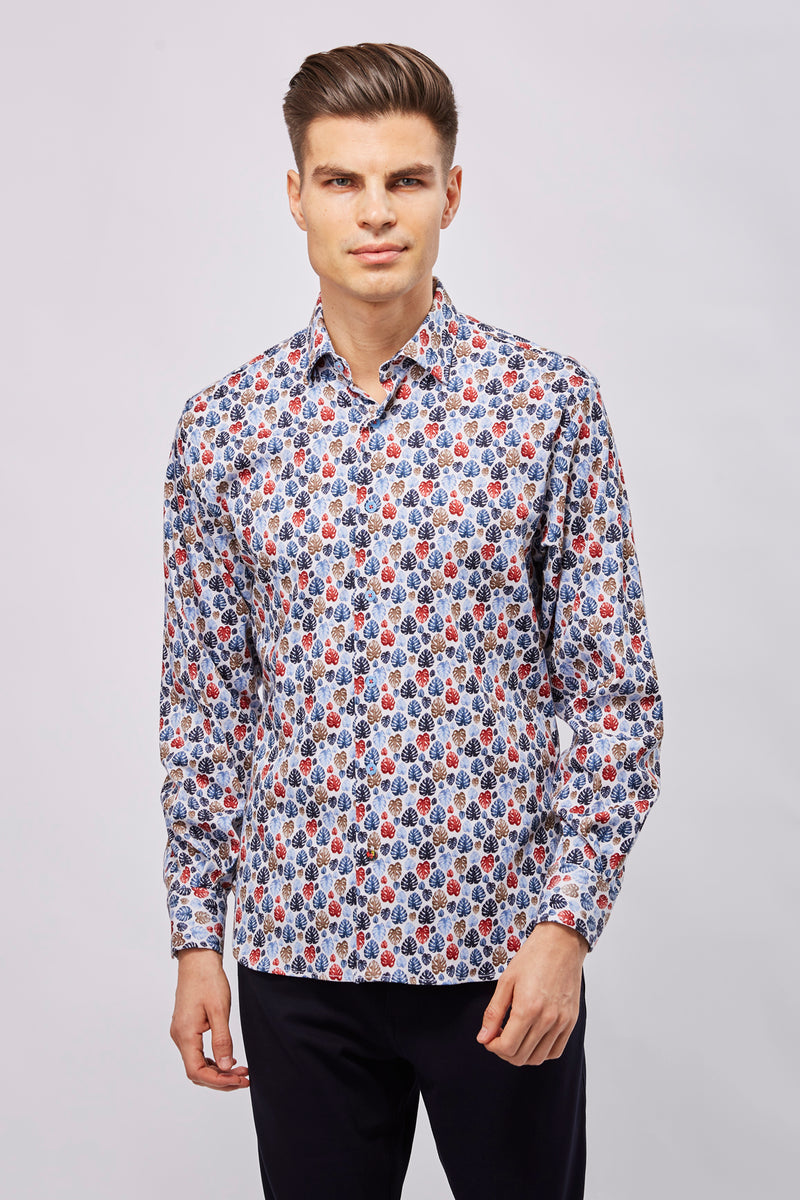 SS23 White with Multicolor Leaves Shirt