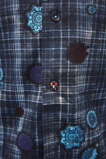 Navy and Black Plaid with Purple and Teal Flowers (Big & Tall)