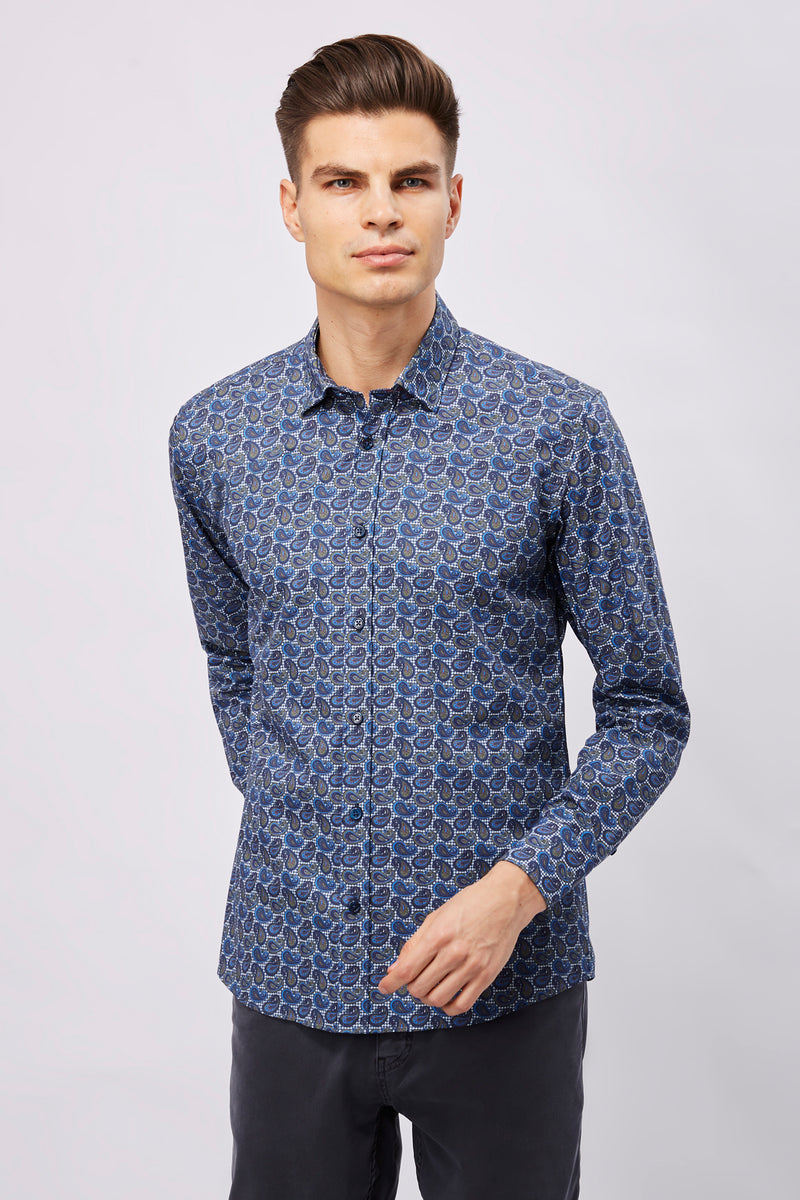 SS23 Leo Herringbone and Paisley Shirt
