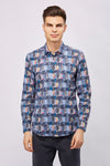 SS23 Leo Blue and Rainbow Buildings Shirt