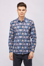 SS23 Leo Blue and Rainbow Buildings Shirt
