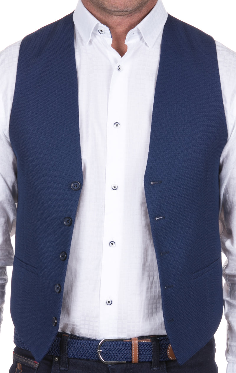 Navy Dobby Woven Vest