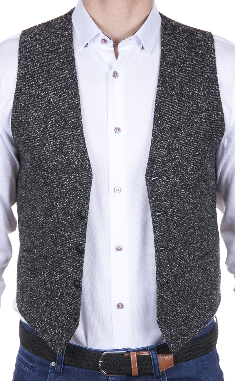Black and Grey Fill Coupe Woven Vest