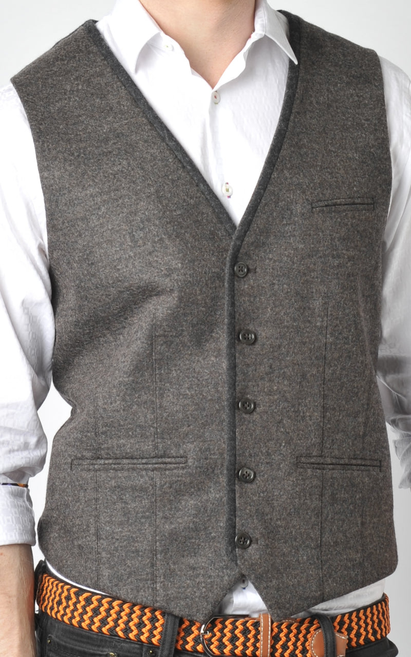 Brown Vest with Grey Piping
