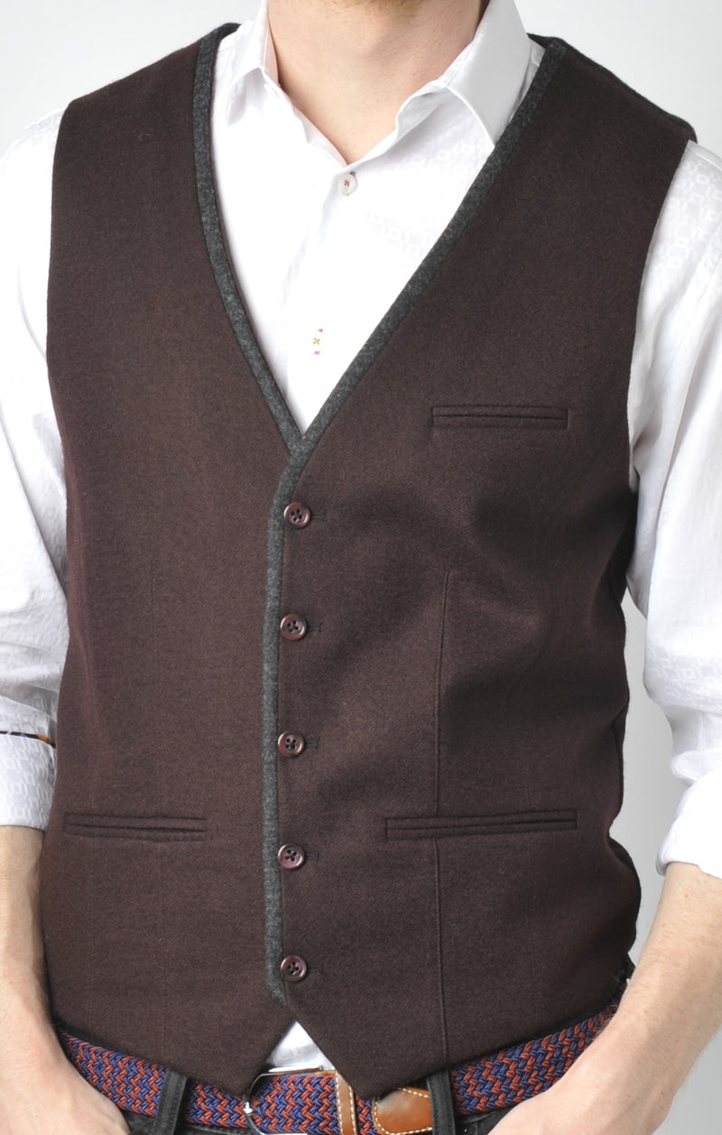 Burgundy Vest with Grey Piping (Big & Tall)