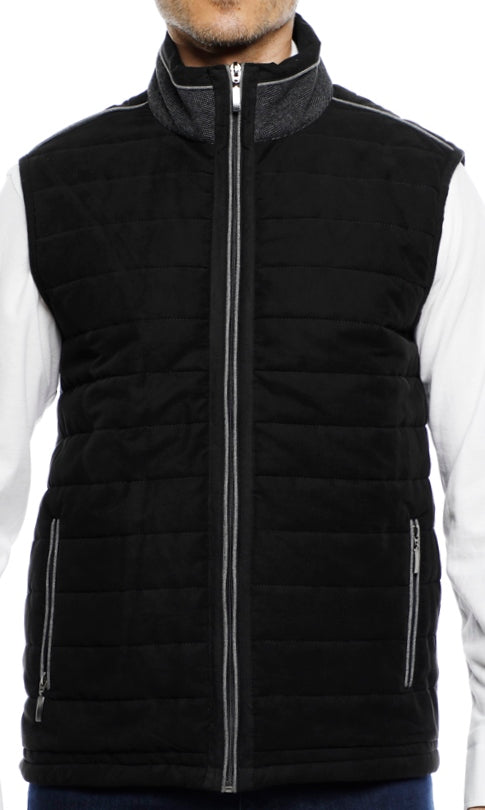 Black Quilted Vest with Grey Details