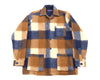 Brown, Navy, and Beige Plaid Wool Shaket