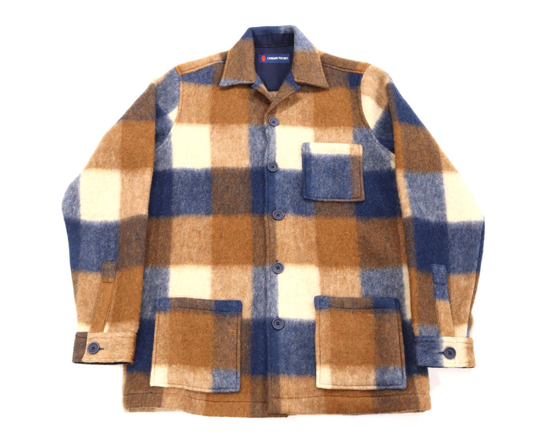 FW22 Brown, Navy, and Beige Plaid Wool Shaket