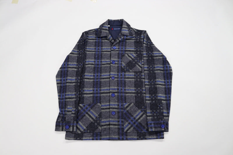 FW22 Grey, Navy, and Royal Blue Plaid Shaket