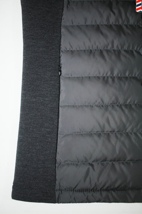 Grey Quilted Vest with Hidden Hoodie